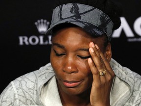 In this Jan. 28, 2017, file photo, Venus Williams answers questions at a press conference following her loss to sister Serena in the women's singles final at the Australian Open tennis championships in Melbourne, Australia. (AP Photo/Kin Cheung, File)