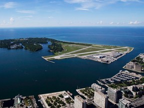 Billy Bishop Toronto City Airport is pictured on Friday, July 26, 2013. Toronto's island airport has taken down an advertisement after animal rights activists complained it is disrespectful to cows. THE CANADIAN PRESS/Michelle Siu