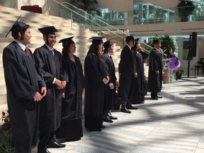 Eight young graduates from the Boyle Street Education Centre walked across the steps in City Hall Friday, June 30 2017, to recognize their momentous achievement, having overcome challenges including homelessness and addiction. Clare Clancy/Postmedia