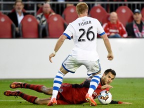 Toronto FC defender Steven Beitashour had to undergo pancreas surgery after a hard foul from Montreal’s Kyle Fisher this week. (THE CANADIAN PRESS)