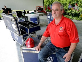Randy Warden in Harris Park where his crews are setting up for a Canada Day concert on Friday. (MORRIS LAMONT, The London Free Press)