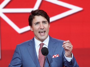 Prime Minister Justin Trudeau appears at Canada Day celebrations in Ottawa on Saturday.