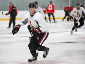 Thomas Chabot skates a drill as the Ottawa Senators continue with their development camp for prospects at the Bell Sensplex. Chabot will be on Team Red for the upcoming 3-on-3 tournament. (Wayne Cuddington/ Postmedia)