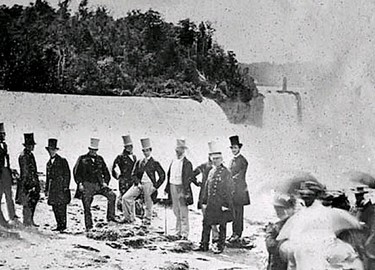 Prince Albert stands among a group of dignitaries visiting Niagara Falls in 1860. (File photo)