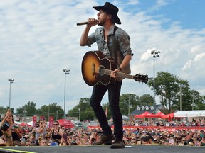 Canadian country music star Brett Kissel performs at the Trackside Music Festival held at the Western Fair on Sunday July 2, 2017. (MORRIS LAMONT, The London Free Press)