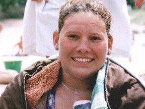 Belleville's Paula Stephanson, following her final Great Lakes crossing (Michigan) in 2009, (openwaterchicago.com)