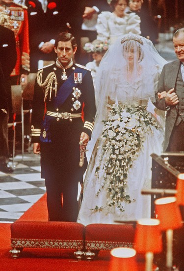Prince Charles (L) and Lady Diana, Princess of Wales, are seen on their wedding day at St Paul's Cathedral in London in this July 29, 1981, file photo. (STR/AFP/Getty Images)