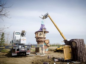 In this April 2016 photo, Tyson Leavitt’s Lethbridge-based company Charmed Playhouses makes luxurious play spaces and structures. The playhouses are often placed in backyards using cranes.(Charmed Playhouses/Postmedia)