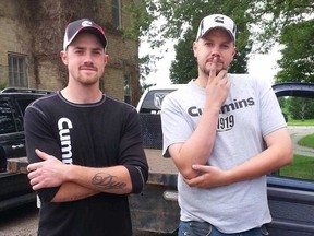 Eric Dye, left, who was killed in weekend motorcycle crash east of London, is shown in this photo with his brother, Travis. (Facebook photo)