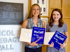 Marissa Mueller and Megan McClintock are the 2017 Nicol Scholarship recipients. The scholarship – individually worth $10,000 in US funds – has been dispersed annually at LCCVI in Petrolia since 1987. Over that time, approximately $3.85 million has been awarded to 387 recepients. (Melissa Schilz/Postmedia Network)
