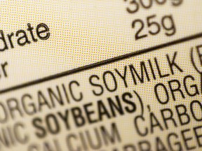 This Thursday, Feb. 16, 2017, file photo shows the ingredients label for soy milk at a grocery store in New York. The dairy industry says terms like “soy milk” violate the federal standard for milk, but even government agencies have internally clashed over the proper term. (AP Photo/Patrick Sison, File)