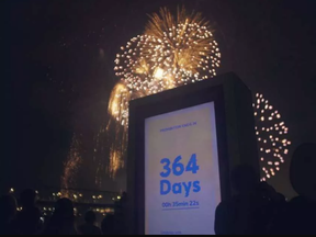 Prohibition, a seller of smoking goods, set up an electronic billboard on the banks of the Ottawa River opposite Parliament Hill showing a countdown to July 1, 2018.