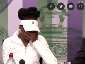 Venus Williams speaks at Wimbledon about the deadly car crash. (Screengrab)