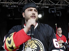 Rapper Belly performs during an Ottawa Senators rally in Ottawa. (Errol McGihon/Postmedia Network)