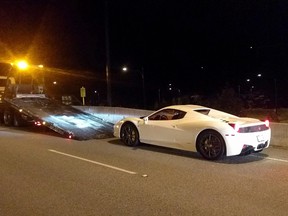 A 2015 Ferrari 458 is seen in this undated police handout photo. (THE CANADIAN PRESS/HO, West Vancouver Police)