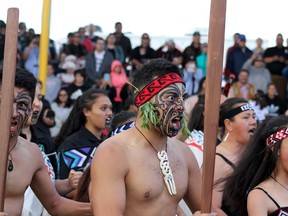 Māori athletes representing New Zealand performed a traditional war cry, known as the haka, as they entered the stadium at Maskwacis Bear Park last July 3. Photo by Jesse Cole.