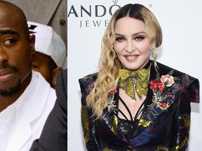 A letter written by Tupac Shakur says he ended his relationship with Madonna over racial differences. (AP file photo and Getty Images file photo)