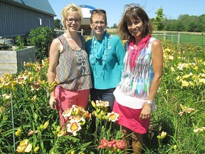 The Huron IPM 2017 has announced the 'Huron Sunrise' Daylily as the official flower of the Sept. 19-23, 2017 event. Stop by Falhaven Nursery of Varna July 12 to Aug. 12, 201 to see the daylily. L-R: Monique Baan, Alicia Deitner, and Lynne Godkin show off the bloom.