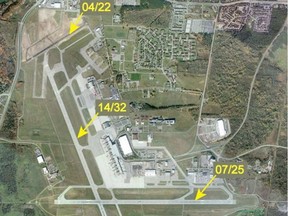 Map of the effects of construction at the Ottawa airport for the summer of 2017.