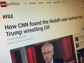 A screengrab of CNN's article titled, 'How CNN found the Reddit user behind the Trump wrestling GIF' that has raised the accusation of #CNNBlackmail on July 5, 2017. (Screenshot/CNN.com)