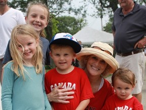 Nikki Burnham and her four children enjoyed free pancakes and sausages at Sombra's Canada 150 event.
CARL HNATYSHYN/SARNIA THIS WEEK