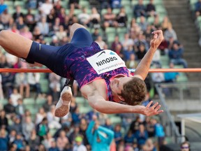 Canada's Derek Drouin competes in the mens high jump at the Diamond League Bislett Games in Oslo, Norway, Thursday, June 15, 2017. (Terje Pedersen/NTB scanpix via AP)
