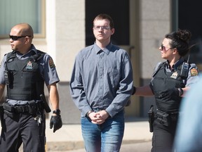 Skylar Prockner leaves the Court of Queen's Bench in Regina after being sentenced to life in prison for the Jan. 12, 2015 murder of Hannah Leflar. (Michael Bell/Postmedia Network)