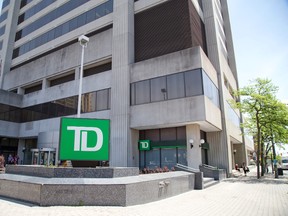 TD has reduced its presence in its towers at Dundas and Wellington by six floors, now occupying 23 floors, though no staff positions were cut. (Free Press file photo)