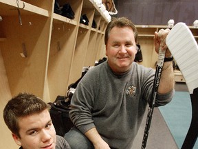 2008: Jake Heisinger and his dad, Moose GM Craig Heisinger, pose for a photo. (Postmedia)