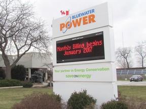 Bluewater Power, based on Confederation Street in Sarnia, is reporting higher than expected profits for 2016. The corporation owned by six municipalities in Lambton County held its annual meeting recently. (File photo/Sarnia Observer/Postmedia Network)
