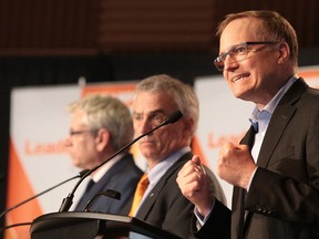 Candidate Peter Julian makes a point at the federal NDP leadership race debate in Sudbury, Ont. on Sunday May 28, 2017. Gino Donato/Sudbury Star/Postmedia Network