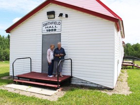 Photo by Keenan Sorokan Reporter/Examiner 
Patt Scott (left) and Betty Milne (right) have been helping keep the Smithfield Community Hall running for the past four decades.