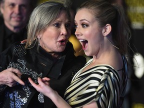 Carrie Fisher (L) and Billie Lourd attend the Premiere of Walt Disney Pictures and Lucasfilm's "Star Wars: The Force Awakens" on Dec. 14, 2015 in Hollywood, Calif.  (Jason Merritt/Getty Images)