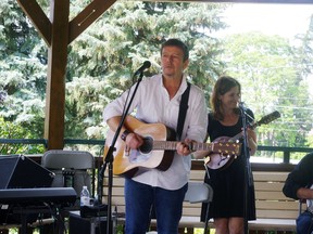 East Coast Entertainer of the Year Lennie Gallant, with Patricia Richard, at the Canterbury Folk Festival on July 8, 2017. (HEATHER RIVERS/SENTINEL-REVIEW)