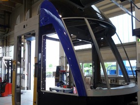 Bombardier shared a photo of the first Edmonton LRT-train cab under construction this week and said the manufacturing is on schedule.