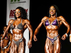 Bridgett Annett, left, of Sarnia won five first-place trophies and placed second overall in the women's physique category at the 2017 NPC Universe Championships in Teaneck, N.J., while her daughter, Basia Everett-Annett, also placed in the top five. (Contributed Photo)