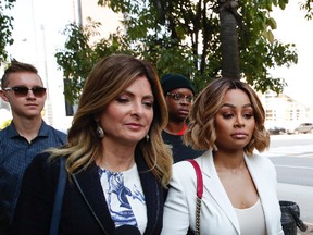 Blac Chyna and her attorney Lisa Bloom, left, arrive for a hearing seeking a restraining order against her former fiancee Rob Kardashian on Monday, July 10, 2017, in Los Angeles. Chyna has accused Kardashian of cyber bullying and domestic violence over a series of lurid Instagram posts he made last week. The posts got Kardashian’s Instagram account shut down, but he continued his attacks on Twitter. (AP Photo/Jae C. Hong)