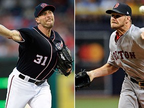 Max Scherzer )left) of the Washington Nationals and Chris Sale of the Boston Red Sox were named starters for the All-Star Game. (AP File Photos)