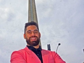 Kansas City Chiefs starting right guard Laurent Duvernay-Tardif, poses for a photo in downtown Toronto on Monday morning. (JOHN KRYK/Postmedia Network)