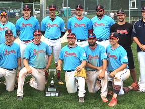 The Sarnia Braves won the 2017 Lakeside Invitational senior baseball tournament Sunday, July 9, 2017, in London, Ont. (Contributed Photo)