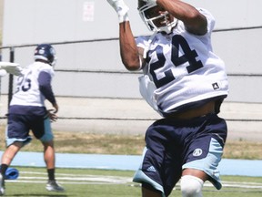 A. J. Jefferson during the Toronto Argonauts practice at Downsview Park in Toronto on July 23, 2016. (Veronica Henri/Toronto Sun/Postmedia Network)