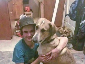 Jesse Price with his dog Barley before the incident. The family spent months looking for Barley and their German Shepherd, Rocky, before receiving a phone call about the dogs’ tragic whereabouts.