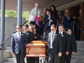 Pallbearers carry former mayor and Member of Parliament John Rodriguez's casket out of St. Patrick's Catholic Church following his funeral in Sudbury, Ont. on Tuesday July 11, 2017. Rodriguez passed away on July 5 after a lengthly illness.Gino Donato/Sudbury Star/Postmedia Network