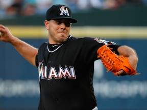 Jose Fernandez of the Miami Marlins pitches against the Atlanta Braves at Turner Field on September 14, 2016. (Kevin C. Cox/Getty Images)