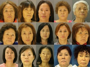 Cops say the 15 women - aged 48 to 73 - worked for a chain of sleazeball massage parlours where the dirty dowagers offered customers sex.