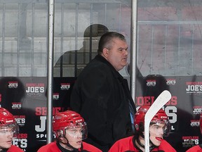 Peter Goulet, behind the Nepean Raiders bench during a Central Canada Hockey League game in April 2015, was named head coach of the Ontario Junior Hockey League’s Kingston Voyageurs last week. He will remain the Voyageurs general manager, a position he has held the past two seasons. (Postmedia Network file photo)