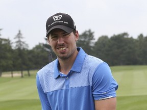 San Jose Sharks forward Logan Couture in action as the National Hockey League Players' Association hosts the 25th annual golf tournament at Glen Abbey Golf Club in Oakville on July 12, 2017. (Stan Behal/Toronto Sun/Postmedia Network)