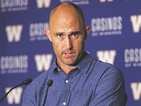 Argonauts QB Ricky Ray talks with reporters in Winnipeg on Wednesday, one day before the Boatmen were to take on the Blue Bombers at Investors Group Field. (Kevin King, Postmedia Network)