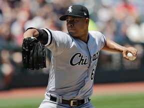 In this June 11, 2017, file photo, Chicago White Sox starting pitcher Jose Quintana delivers against the Cleveland Indians. (AP Photo/Tony Dejak, File)