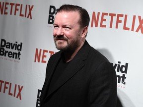 Writer/director Ricky Gervais attends the David Brent: Life on the Road New York Special Screening at Metrograph on February 2, 2017. (Photo credit should read ANGELA WEISS/AFP/Getty Images)